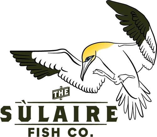 The Sulaire Fish Co full logo with gannet and brand name in full colour
